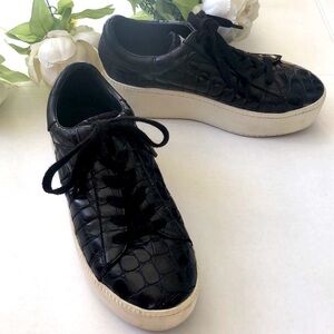Ash Cult Croc Embossed Double Platform Leather Sneaker Size 38 EU
